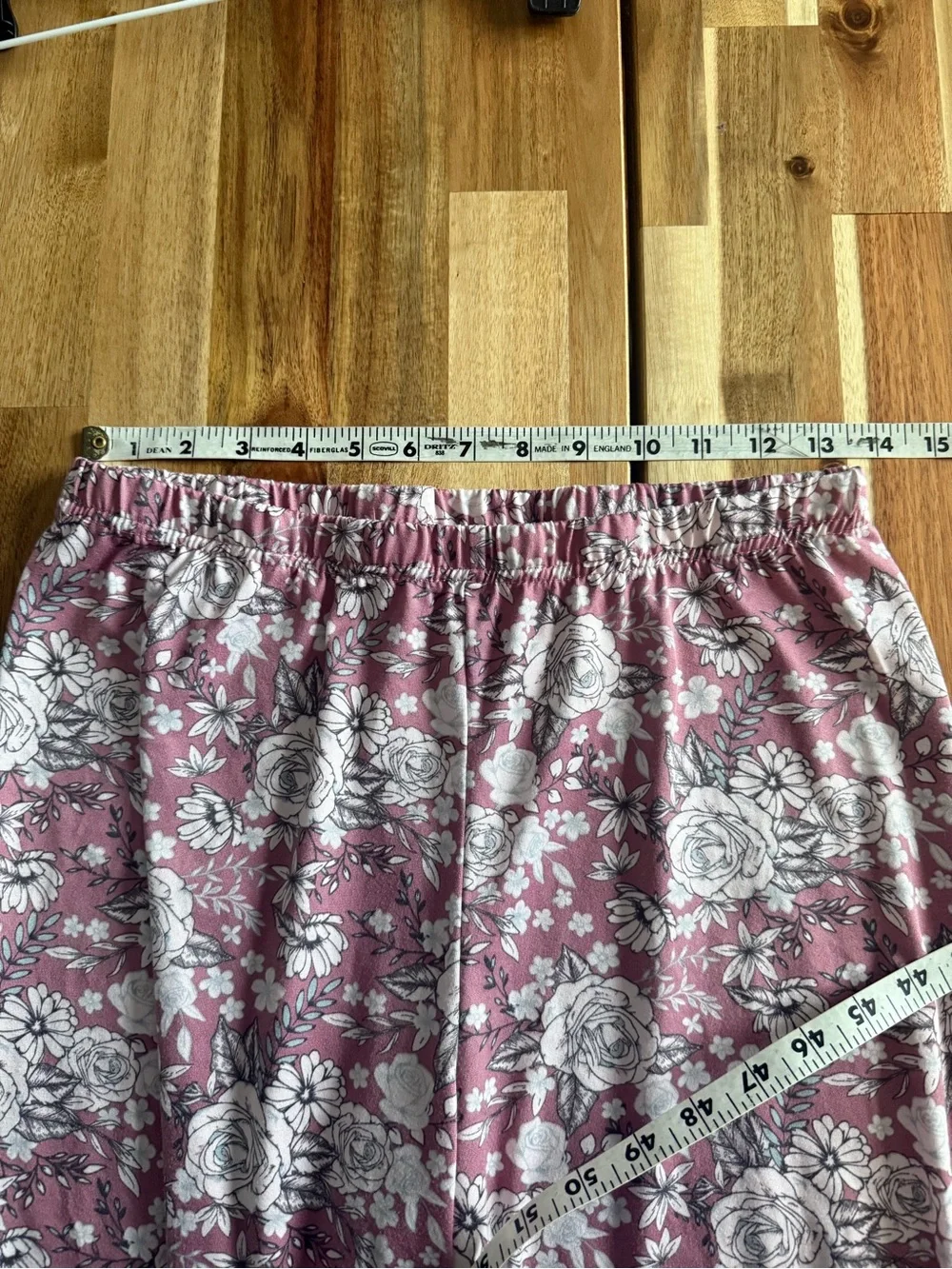 Mauve Floral PJ Pants Pull on Elastic waistband